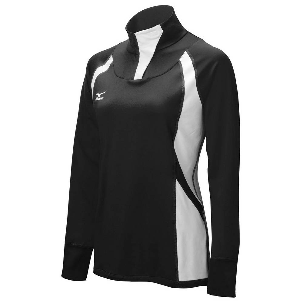 Chaqueta Mizuno Nine Collection: Drive Half-Zip Mujer Negras/Blancas Ofertas JEND-21459